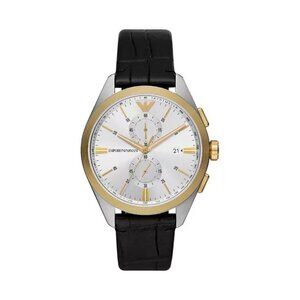 NWT Authentic Emporio Armani Claudio Chronograph Quartz Silver Dial Men's Watch